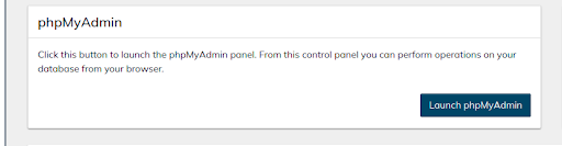 Launch phpMyAdmin Screen