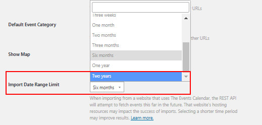 The extended import limit setting available with the EA Additional Options extension