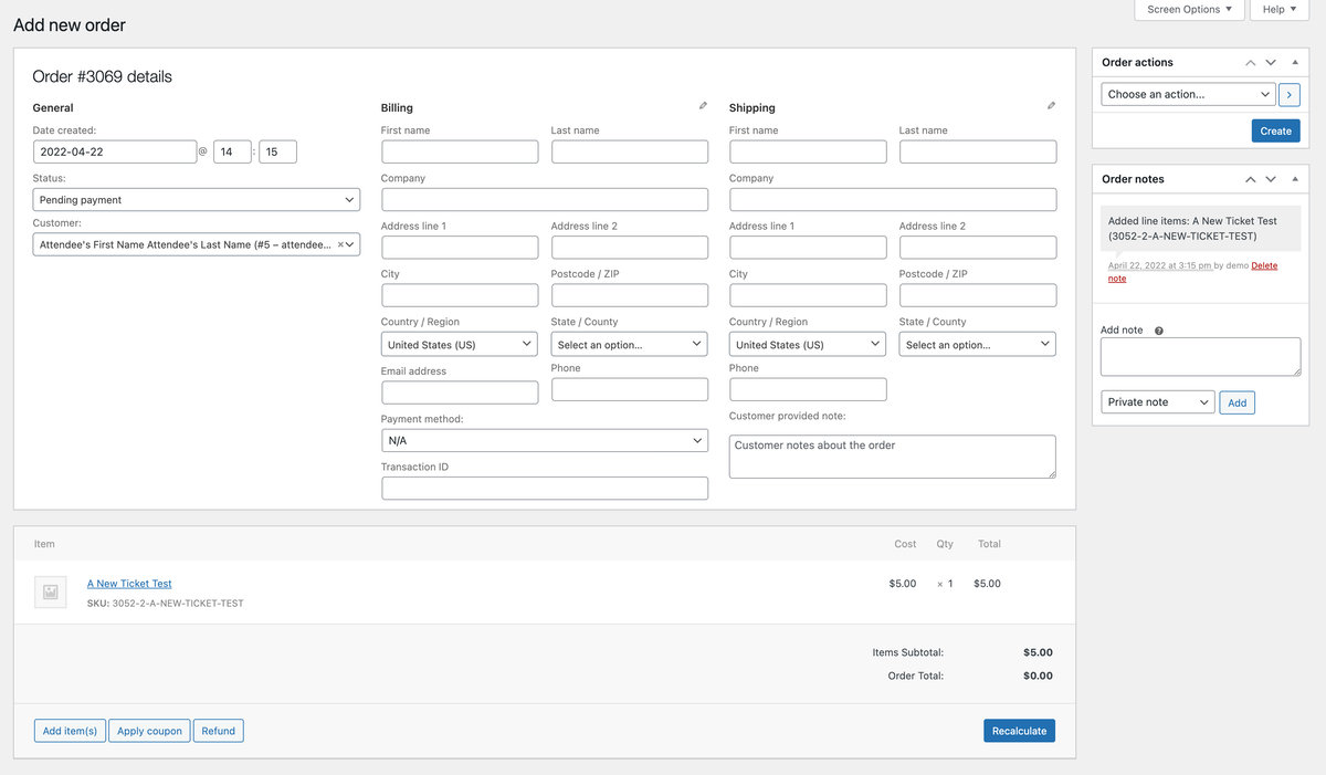 Add a New WooCommerce Order