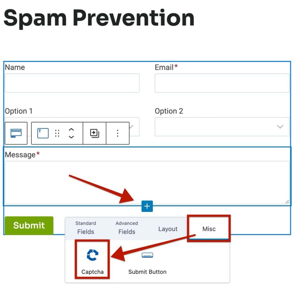 Adding a Captcha Block