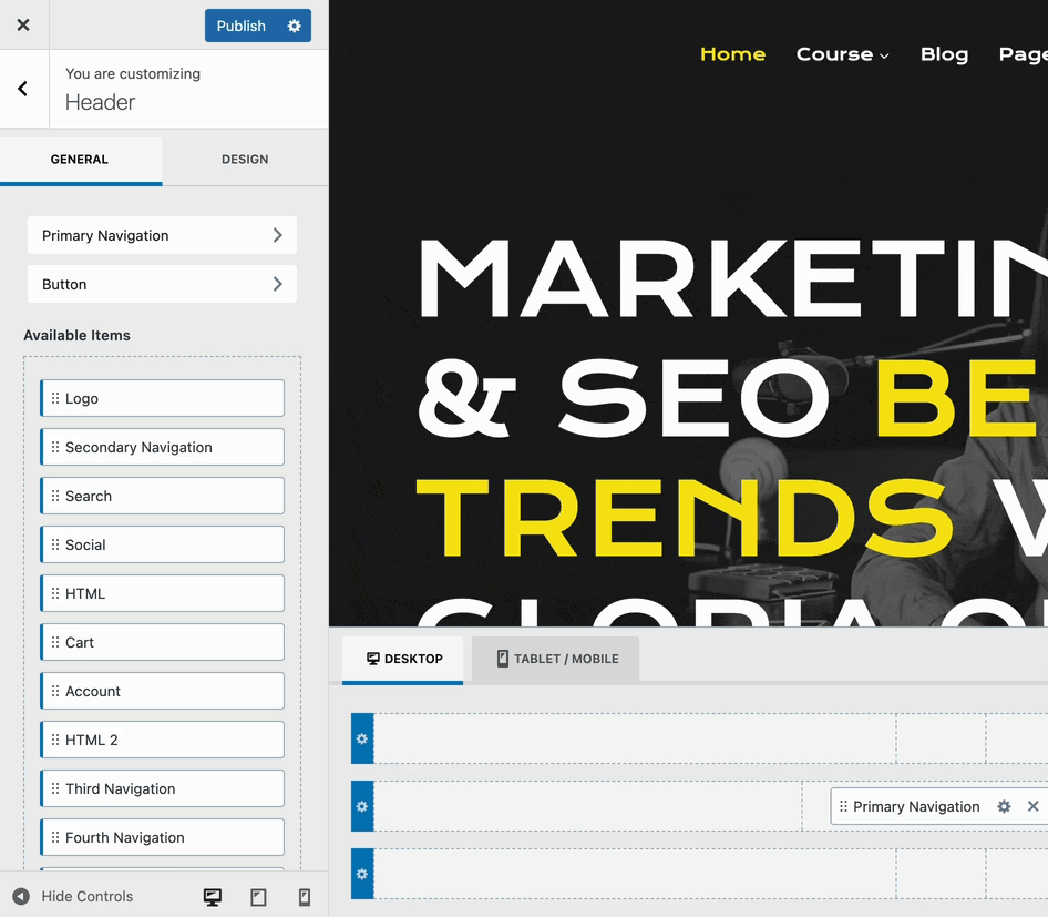 Adding new Header Items