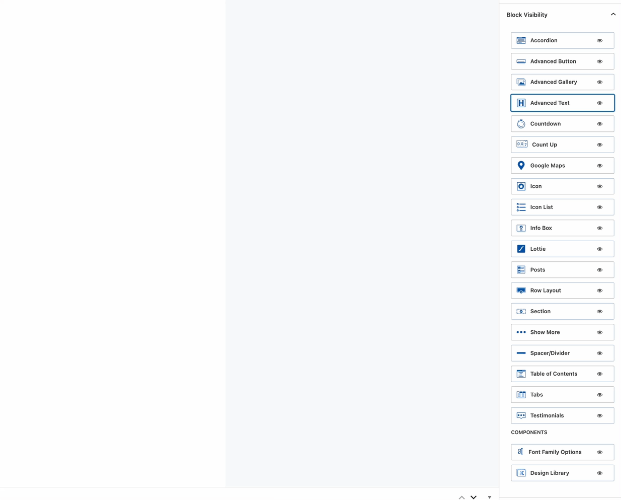 Block Visibility settings
