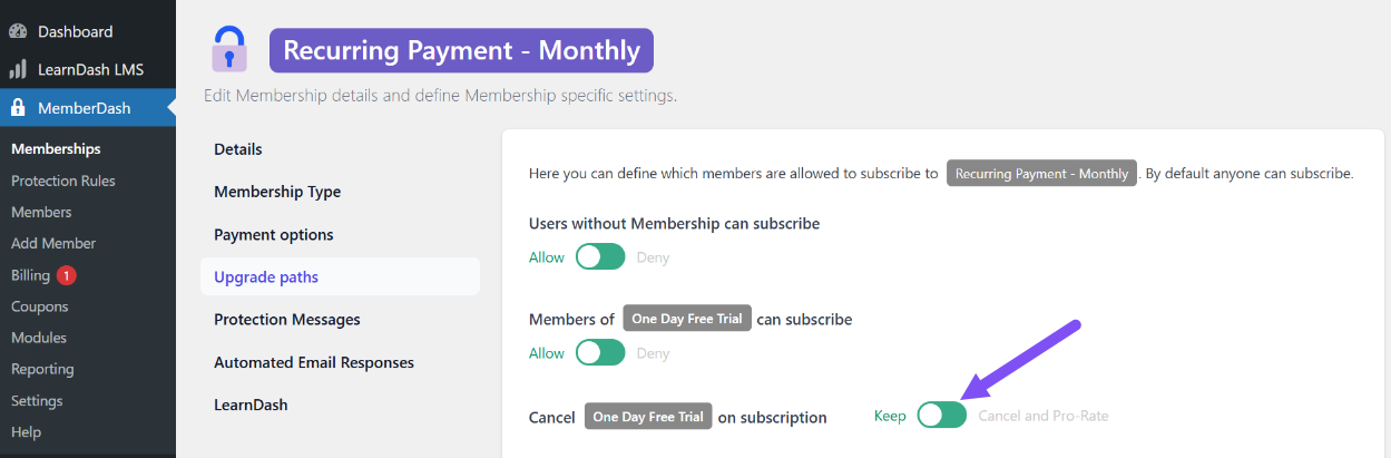 Cancel and pro-rate