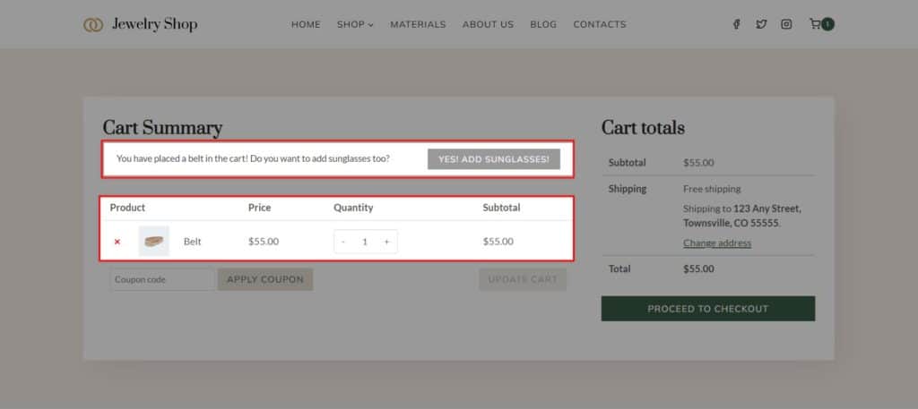 Cart Banner Example
