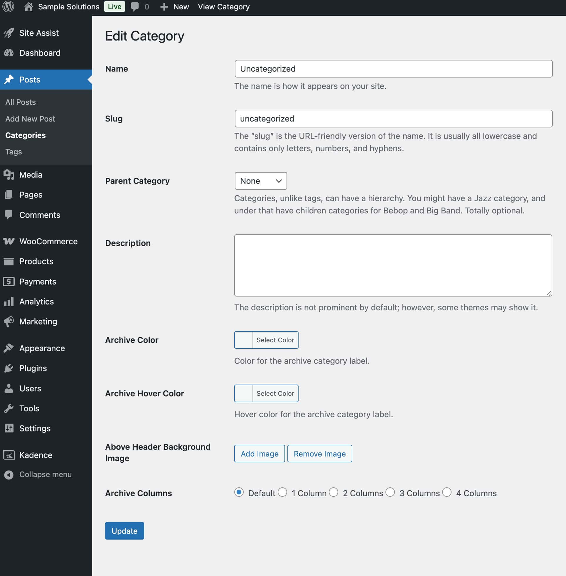 Category Settings