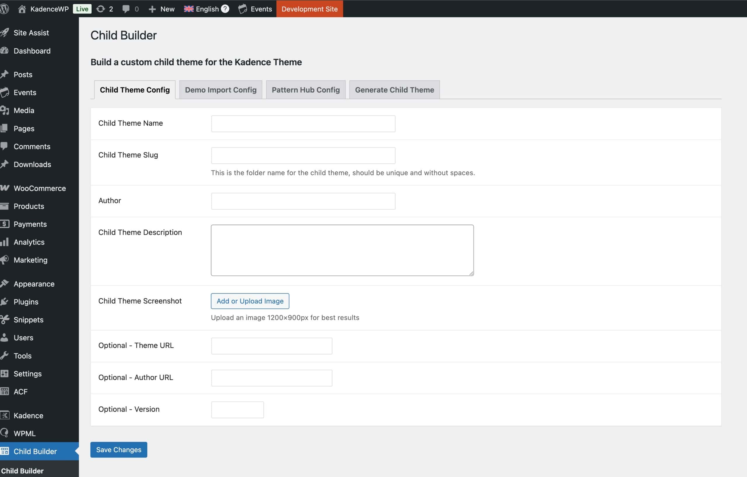 Child Theme Config