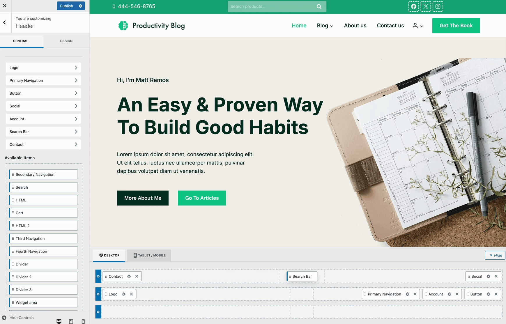 Classic Header Demo