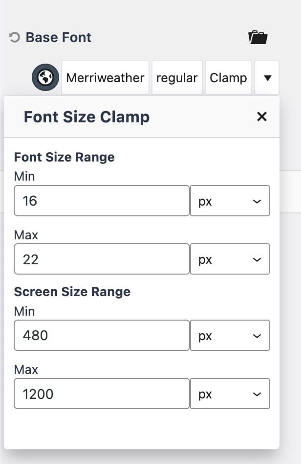 Configured Clamp Settings