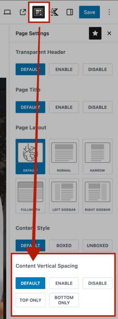 Content Vertical Editor Setting