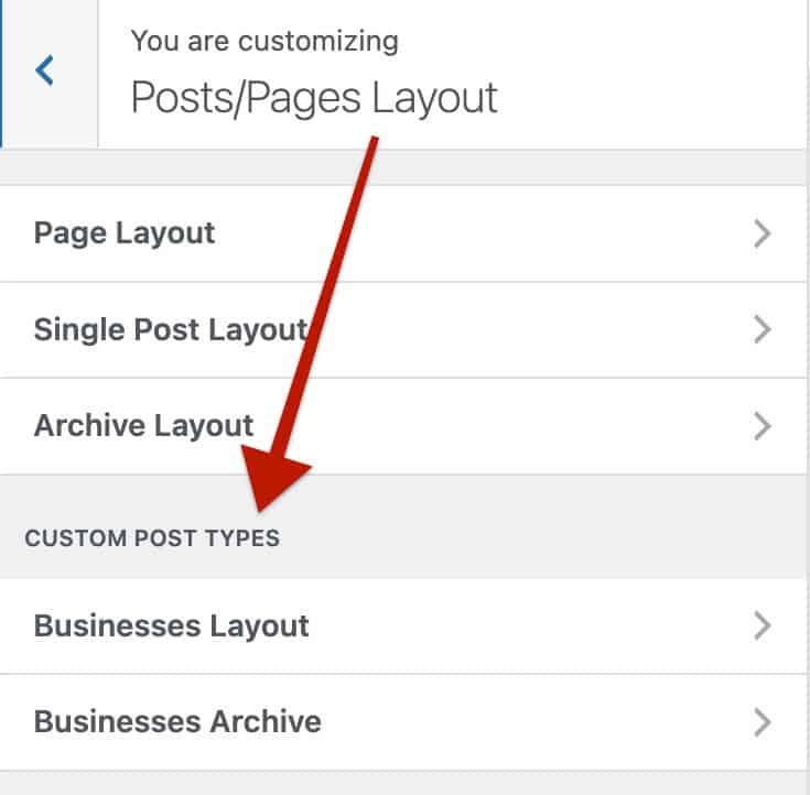 Custom Post Layout Settings