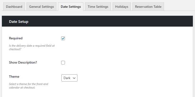 Date settings tab