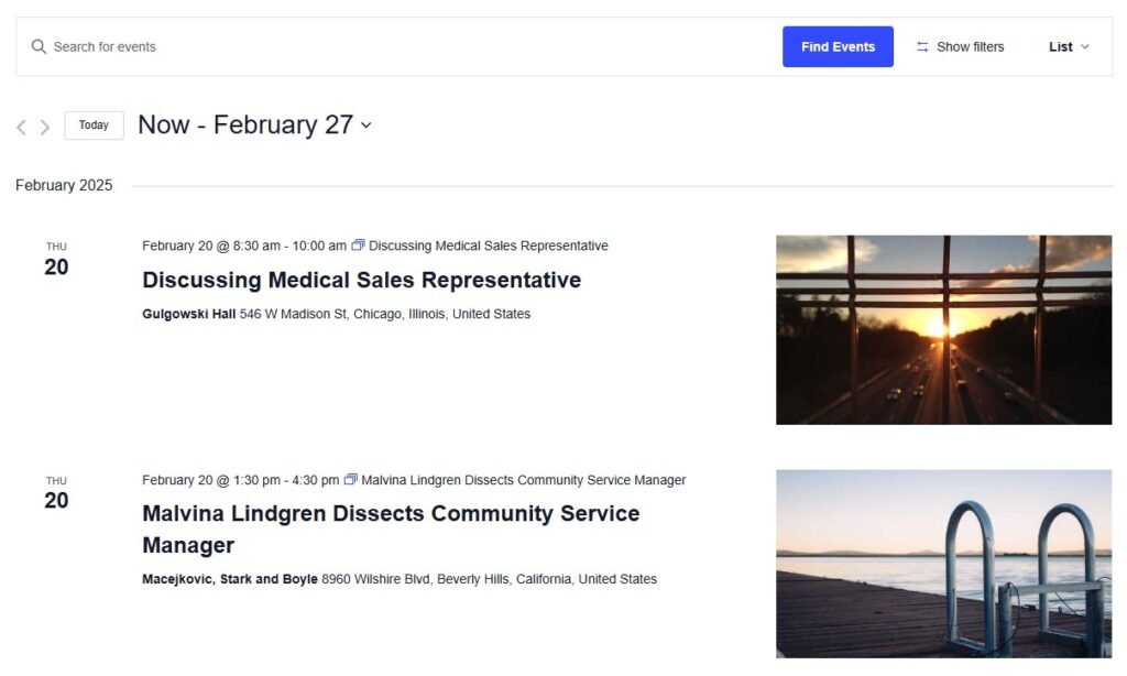 List View with event description hidden using CSS