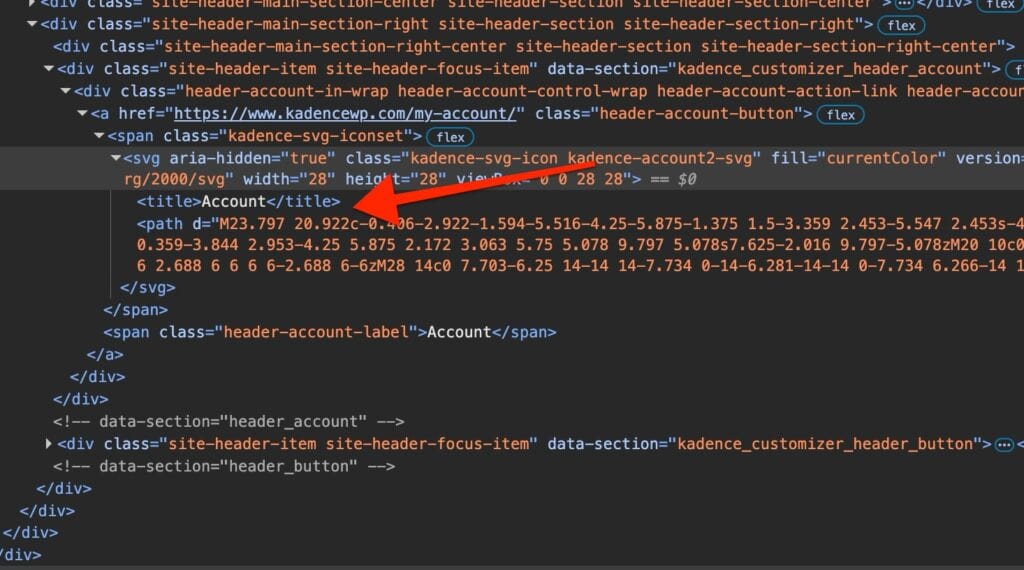 Account svg icon with title tag