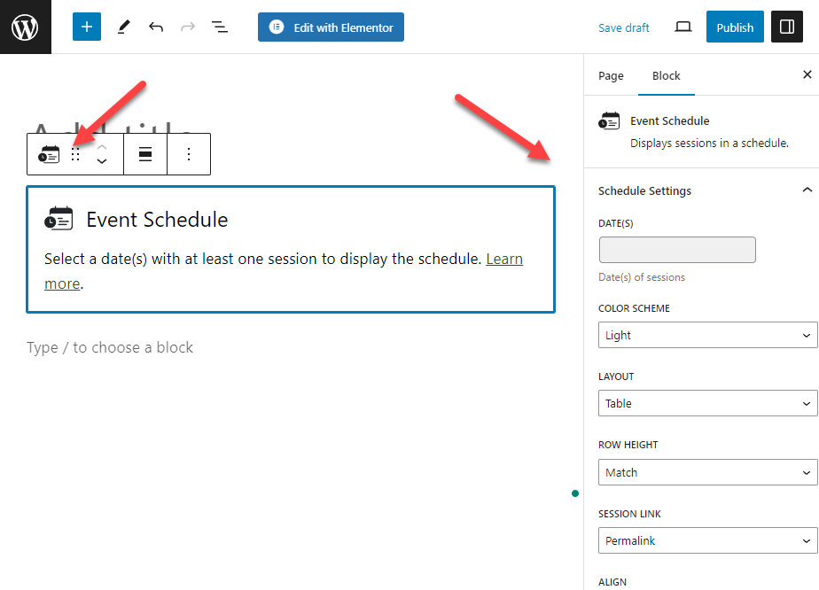 Event Schedule Manager block