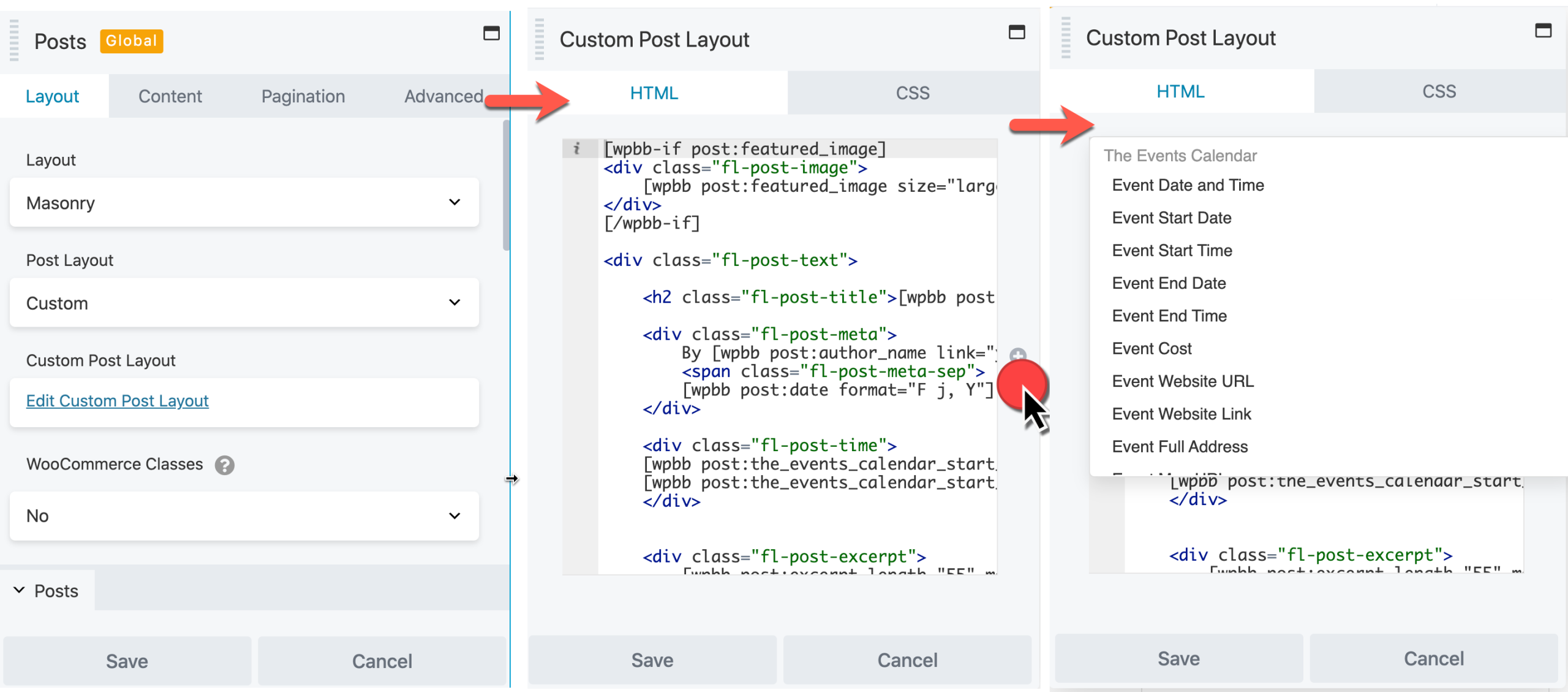 Custom events layouts using Beaver Builder
