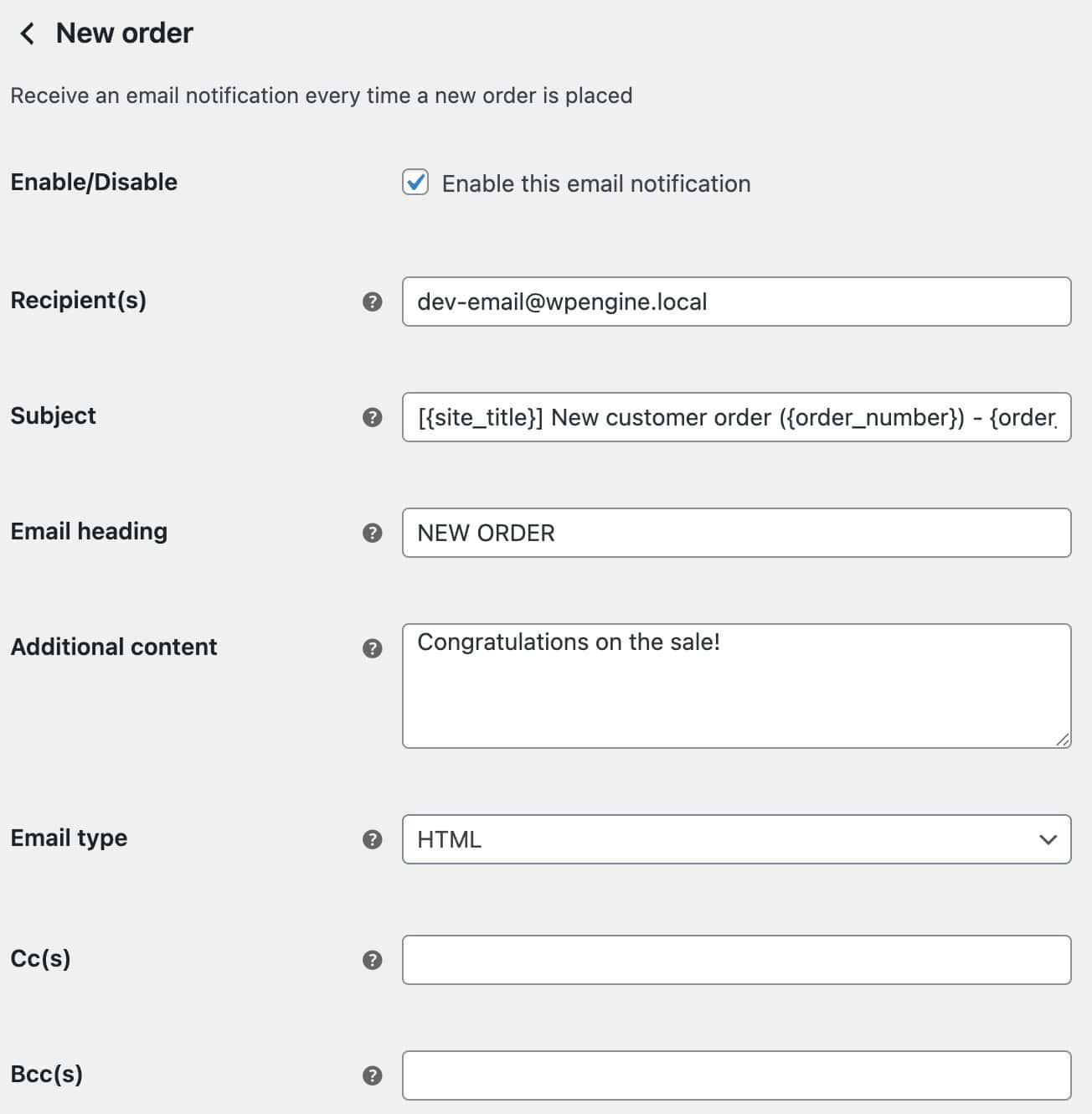 Email Settings