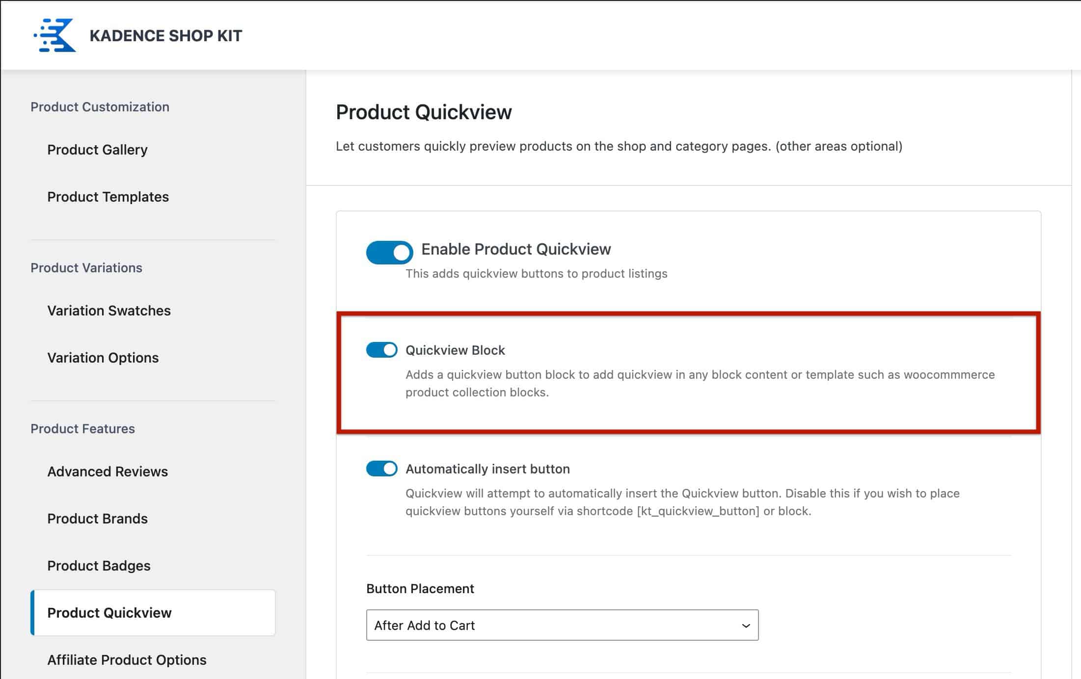 Enable Quickview