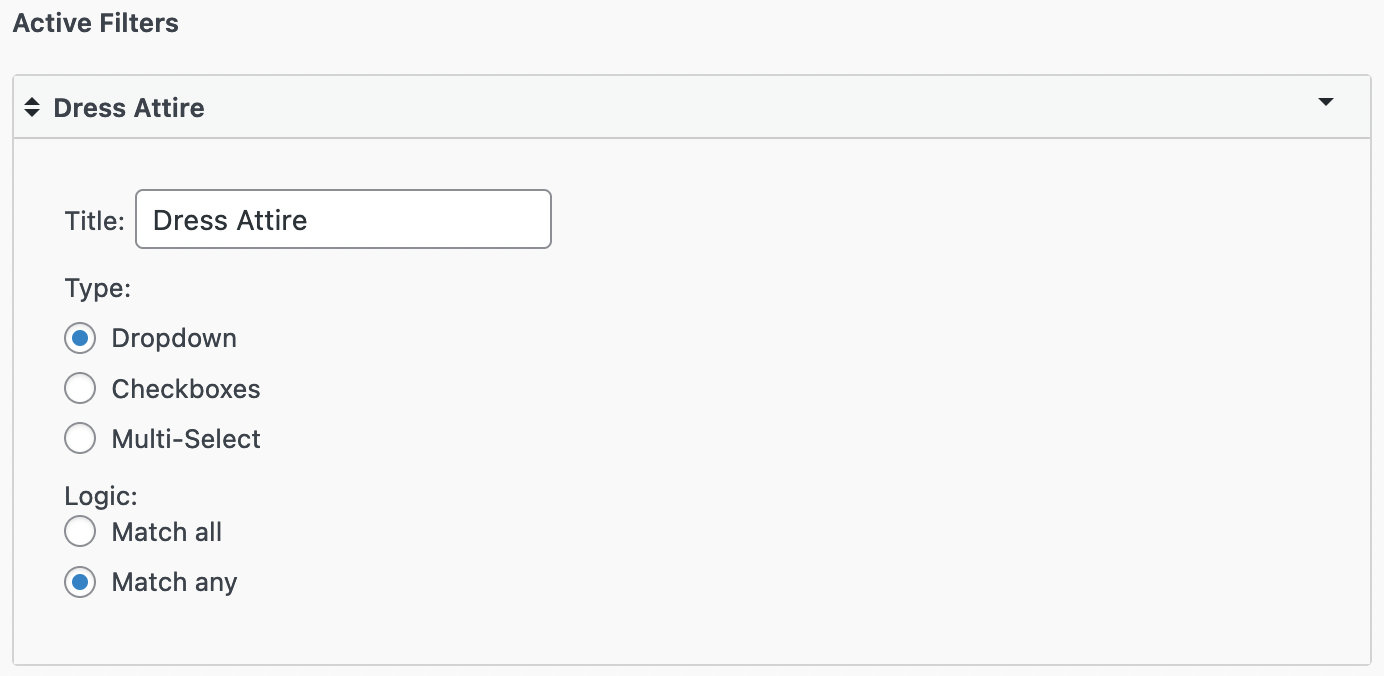 This is the additional fields filter bar settings