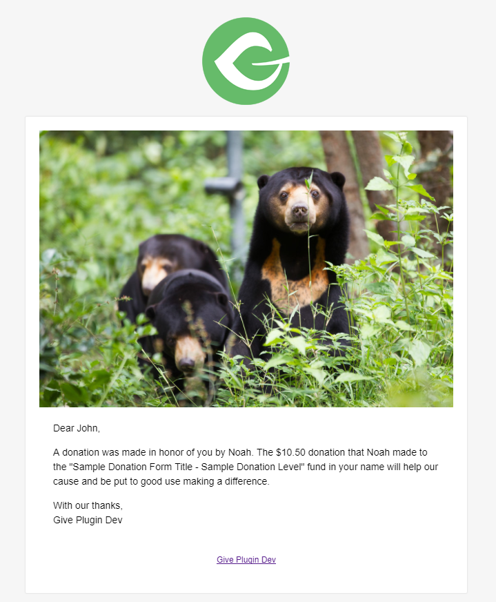The Give Tributes eCard preview.