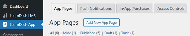 Screenshot of App Pages Menu