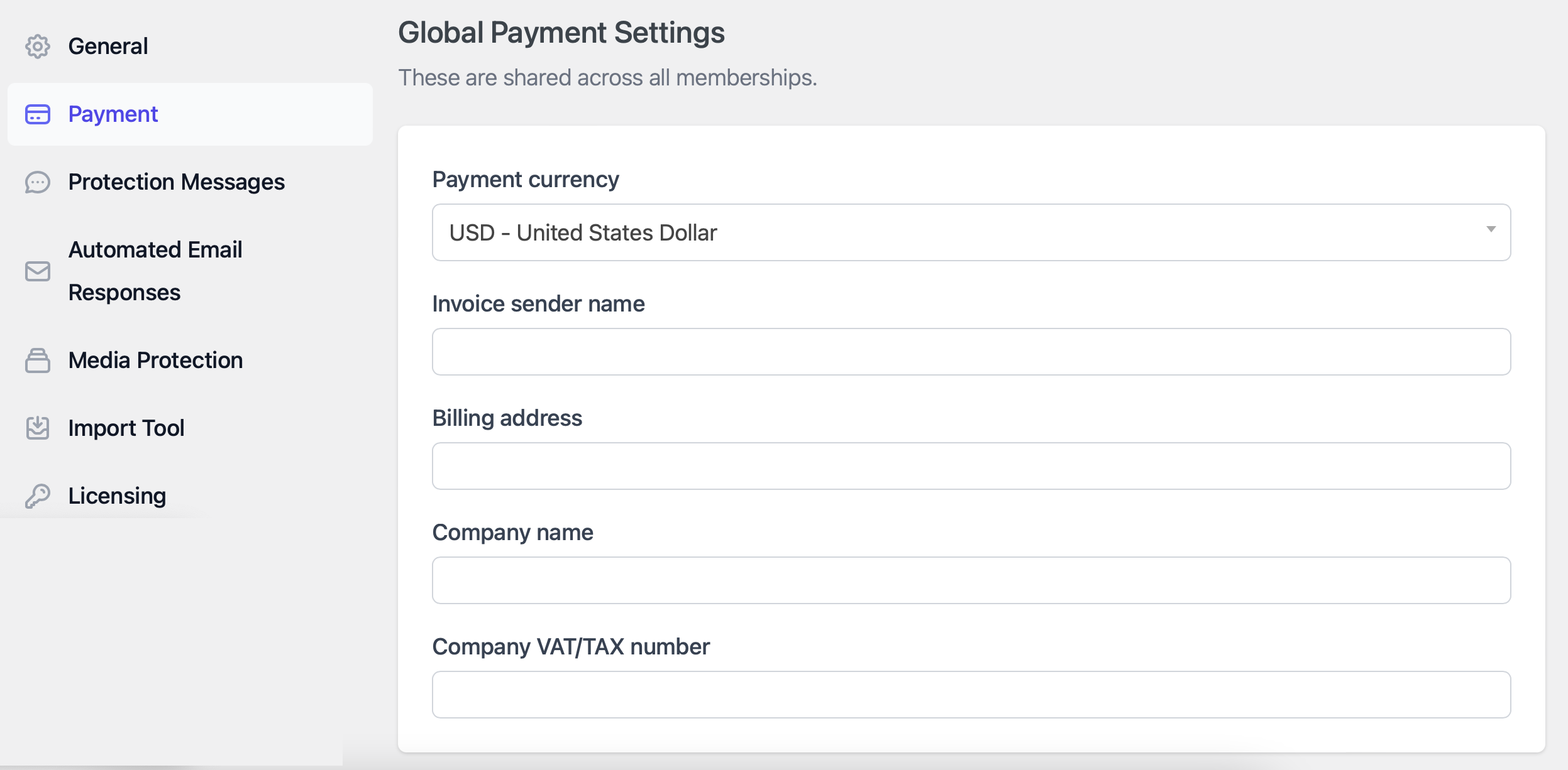 Payment Settings