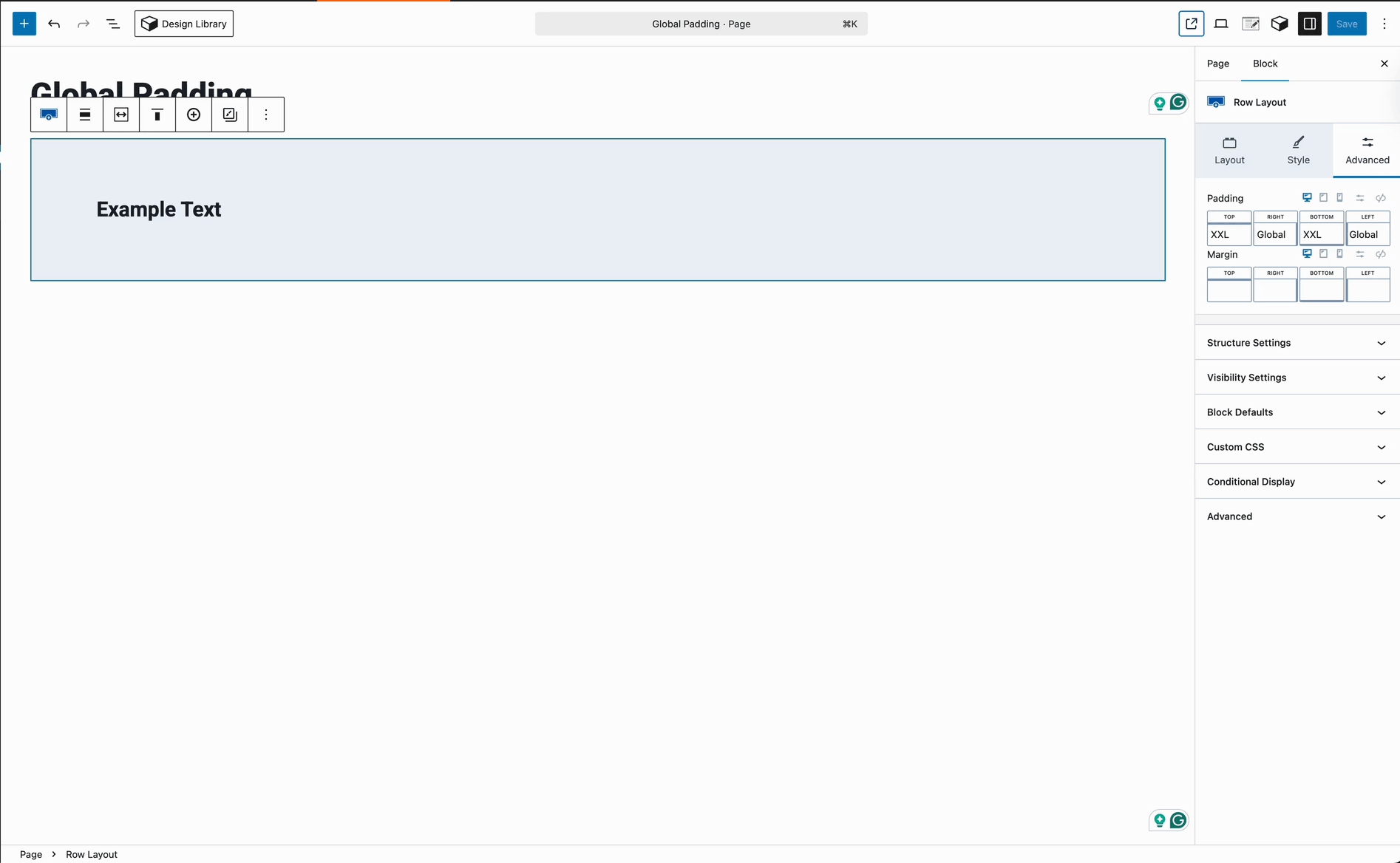 Managing Global Padding
