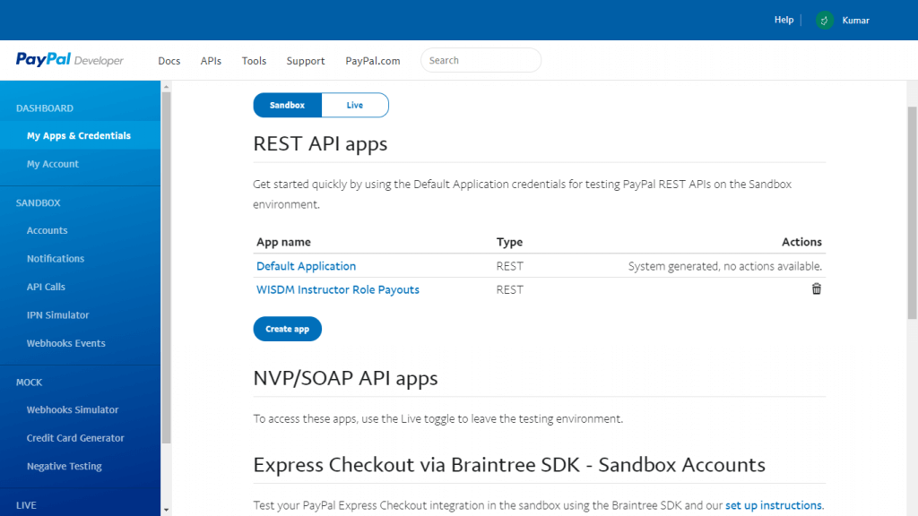 PayPal My Apps