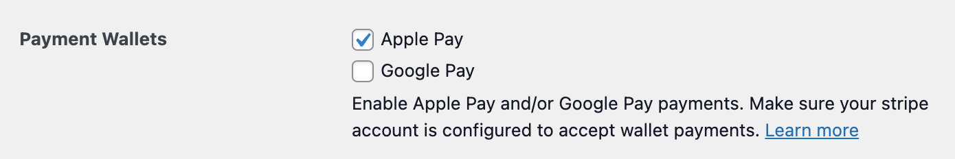 Tickets Commerce Payment Wallets setting