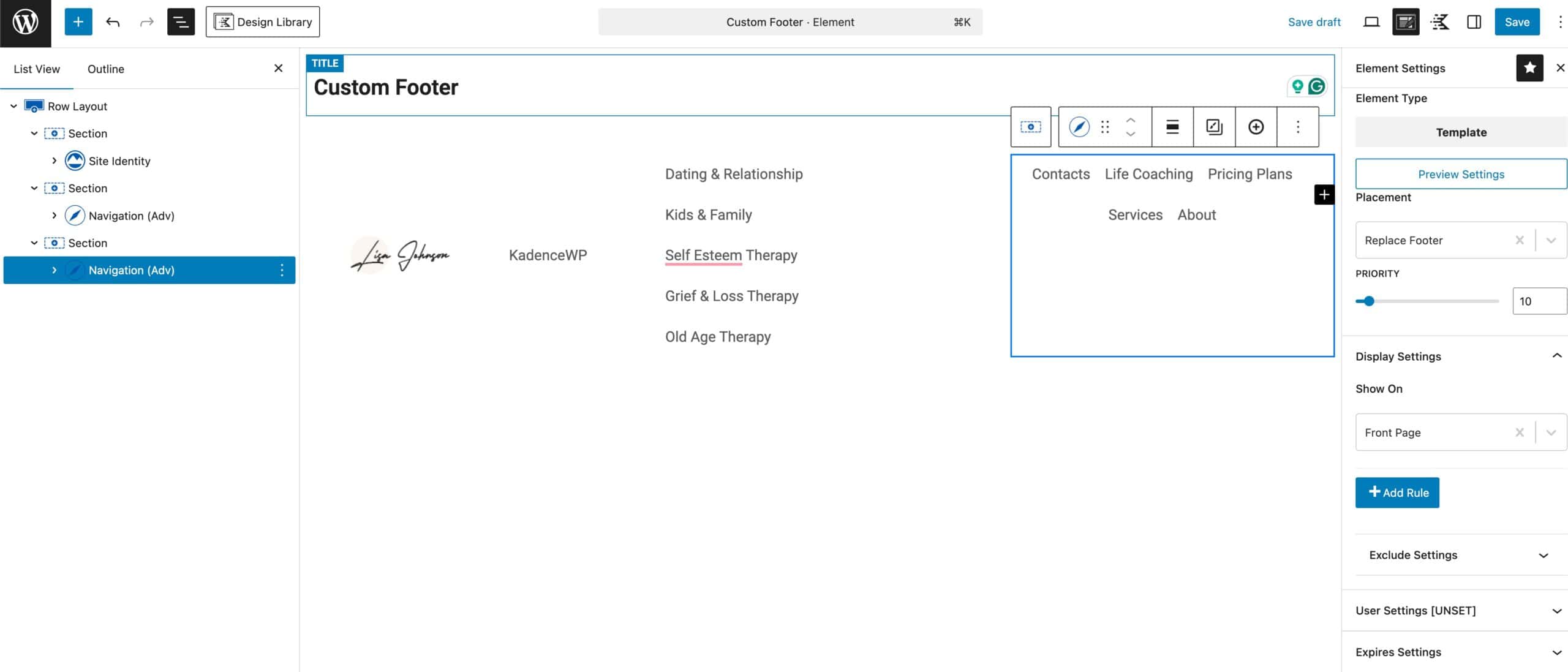 Replace Footer