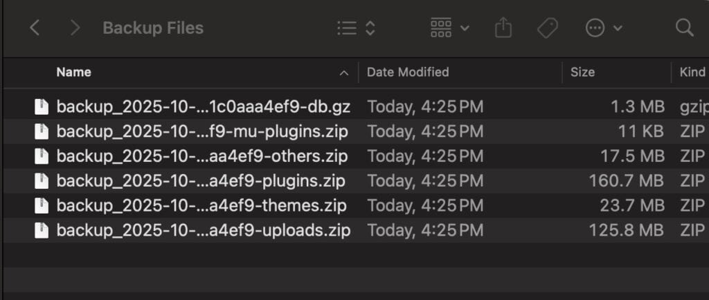 Saved files