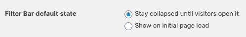 Configure filter bar default state as open or closed