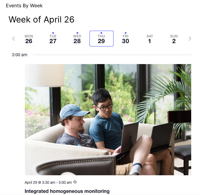 Events by Week Widget