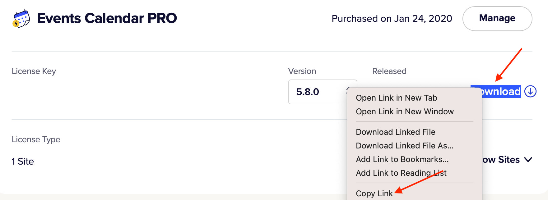 Find the URL on the Downloads page at theeventscalendar.com to add a premium plugin to composer