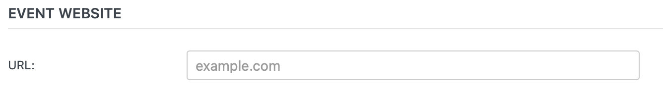 In this image, there is a text area for providing the URL for an event website.