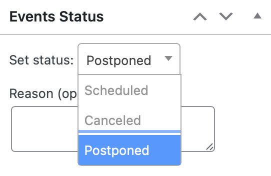 The image is showing that an event has been postponed due to scheduling or cancellation.