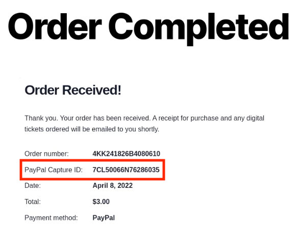 PayPal Capture ID