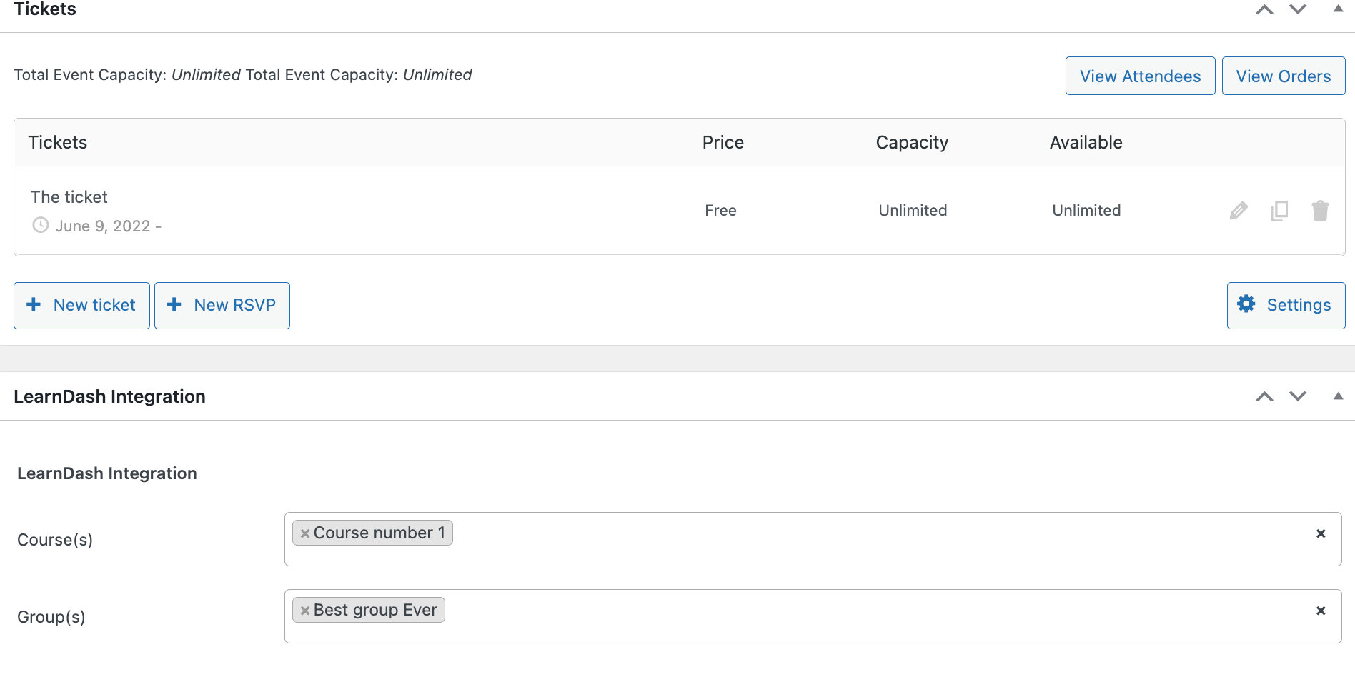 Add the LearnDash integration with event