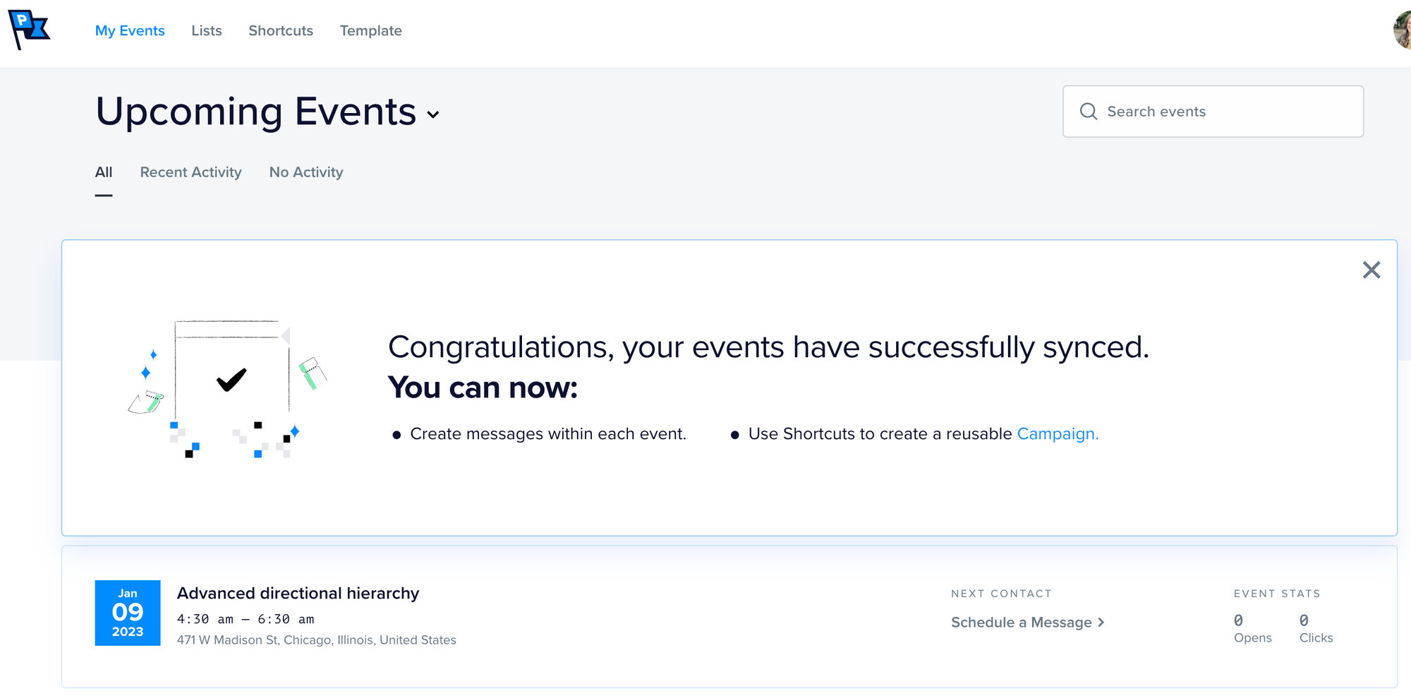 Events successfully synced between WordPress and Promoter, ready for email campaigns