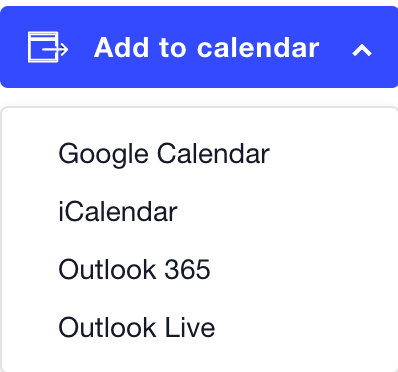Add to calendar buttons on single event page