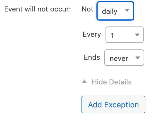 Recurring Event Exceptions in the Classic Editor