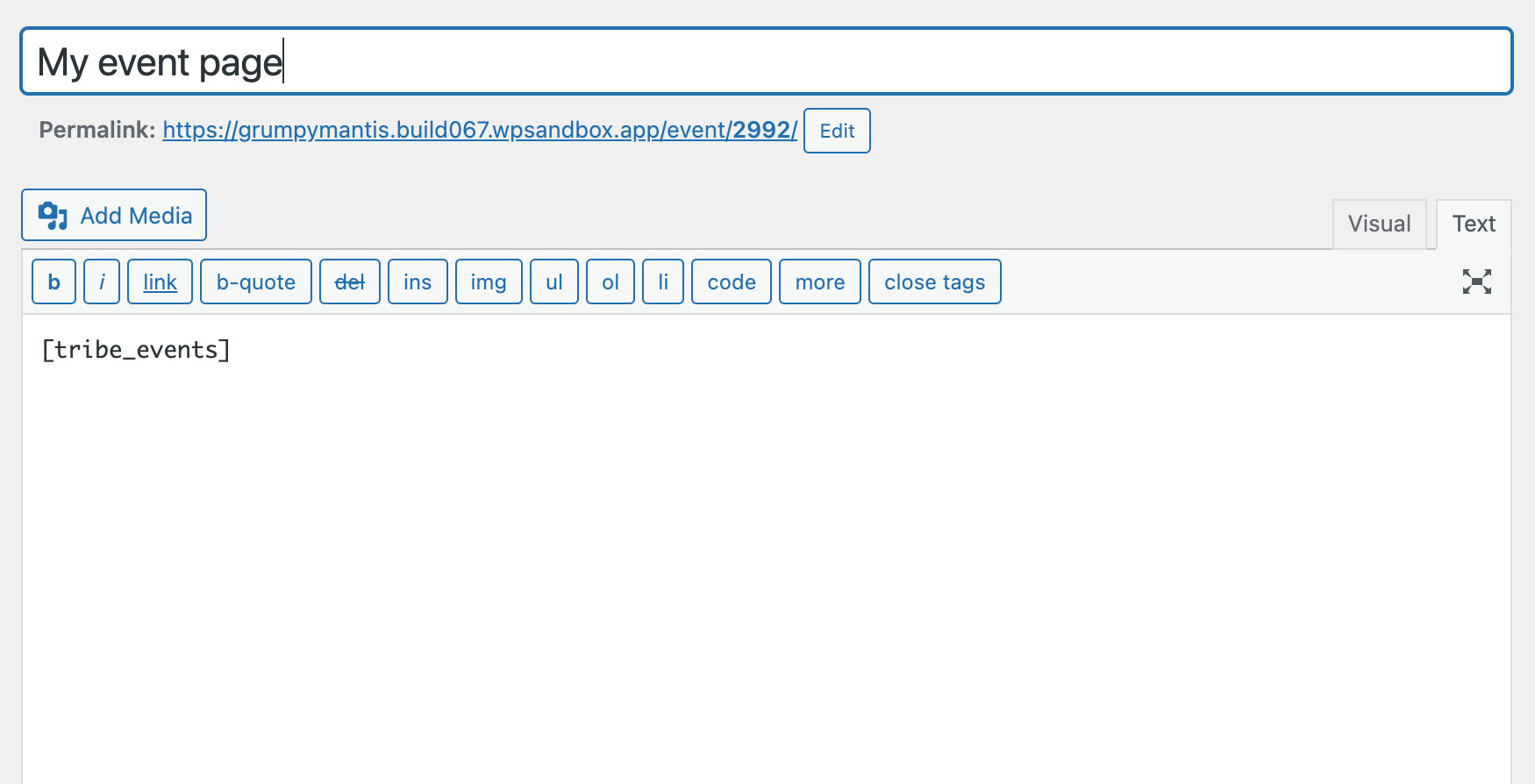 add a shortcode using the classic editor