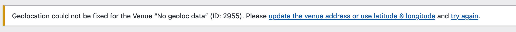 Geolocation could not be fixed for a certain venue