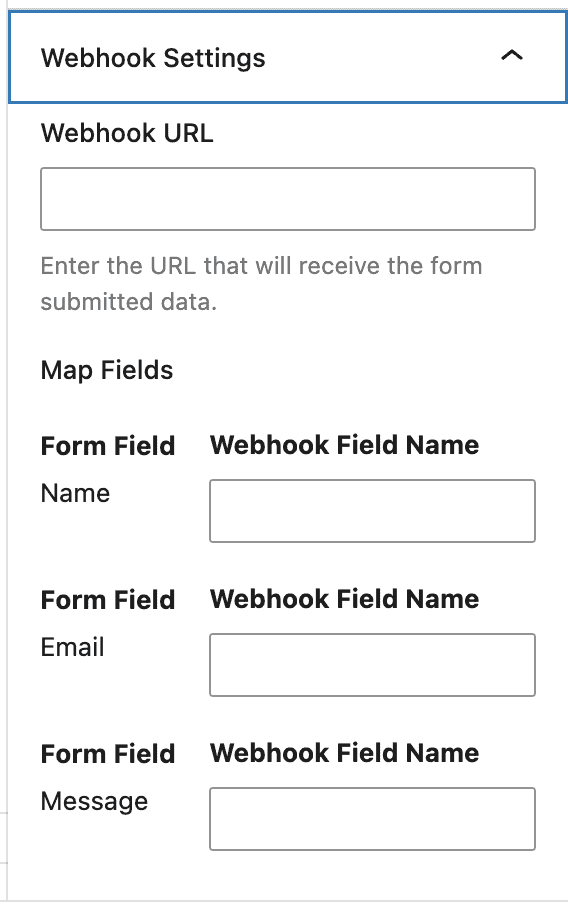 Kadence Form - Webhook Settings