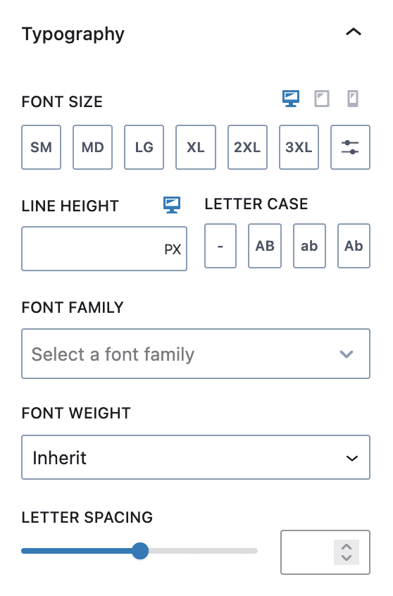 Dynamic List block - Styles - Typography