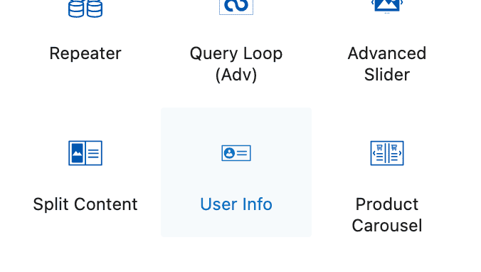 Insert the User Info block