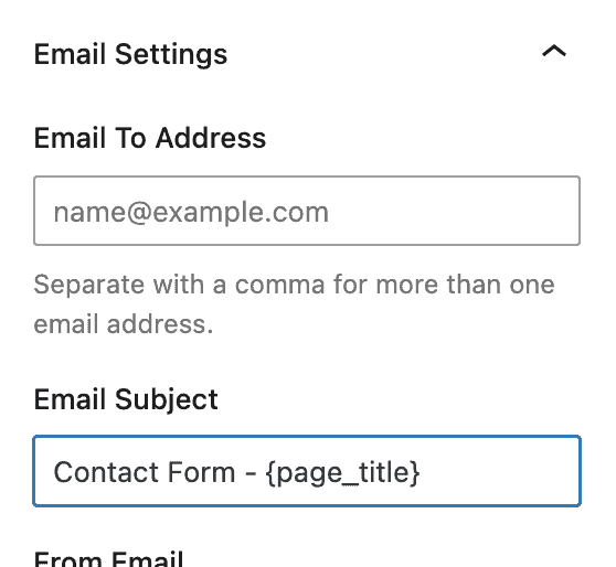 Form (Adv) - email subject page title placeholder
