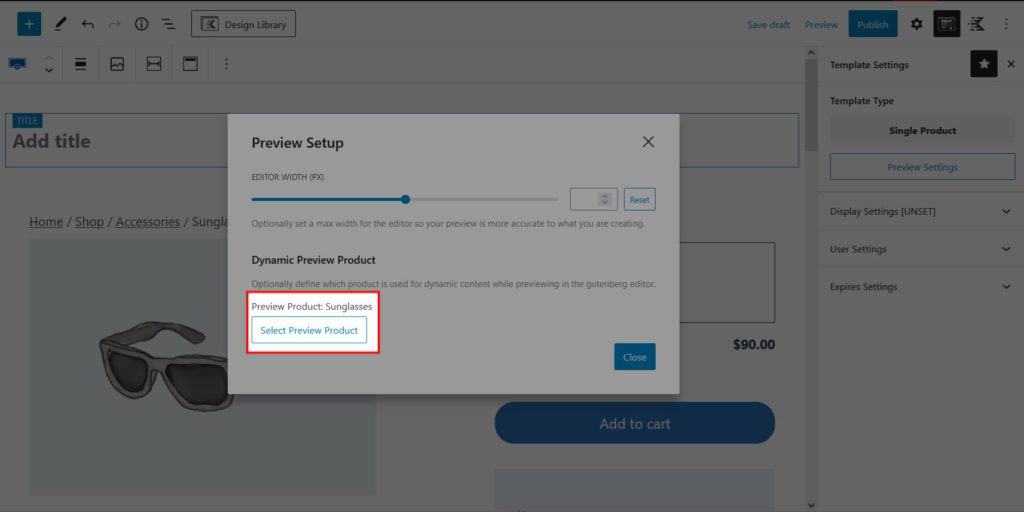 Select Preview Product Button