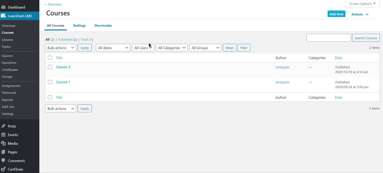 Setting up course settings in LearnDash for ThriveCart