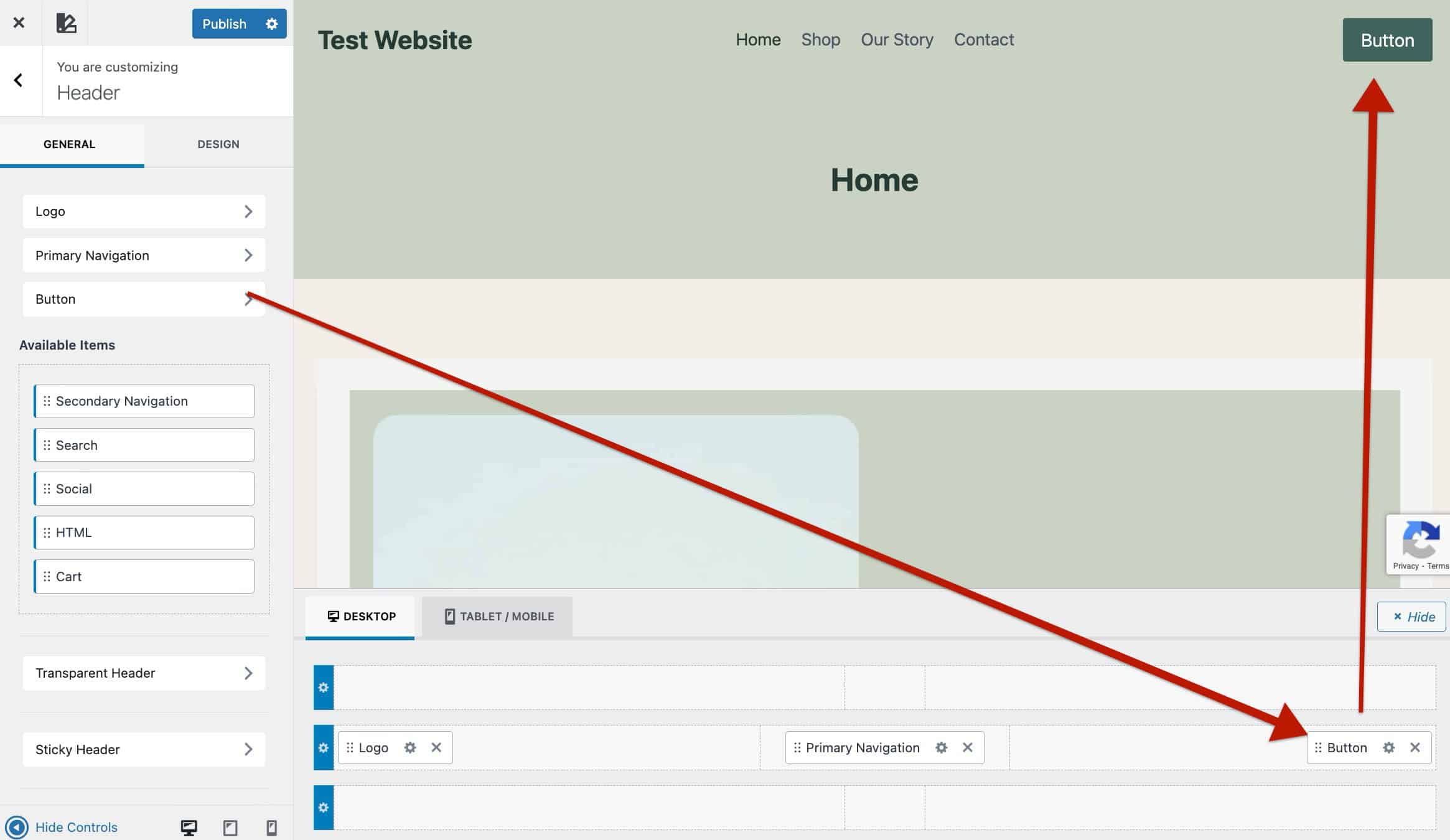 Theme Header Button