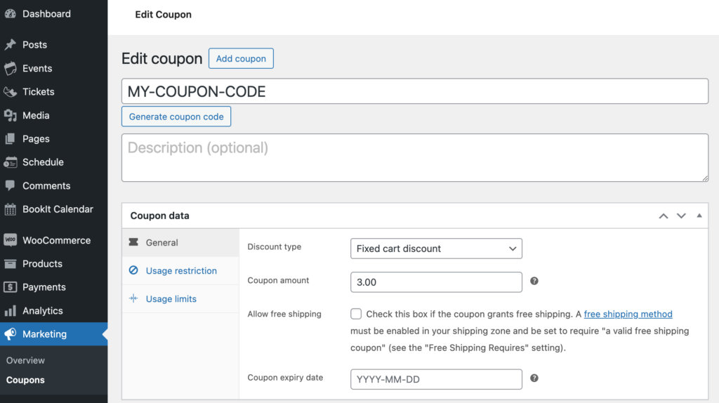 WooCommerce Coupon code